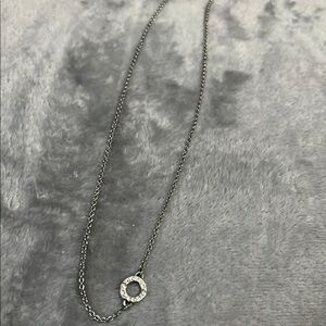 Coach Silver Necklace with Crystal Circle Pendant